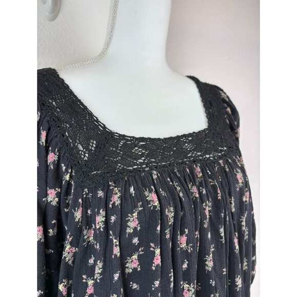 Ralph Lauren Denim and Supply women's medium black floral kimono sleeve blouse - Picture 3 of 9